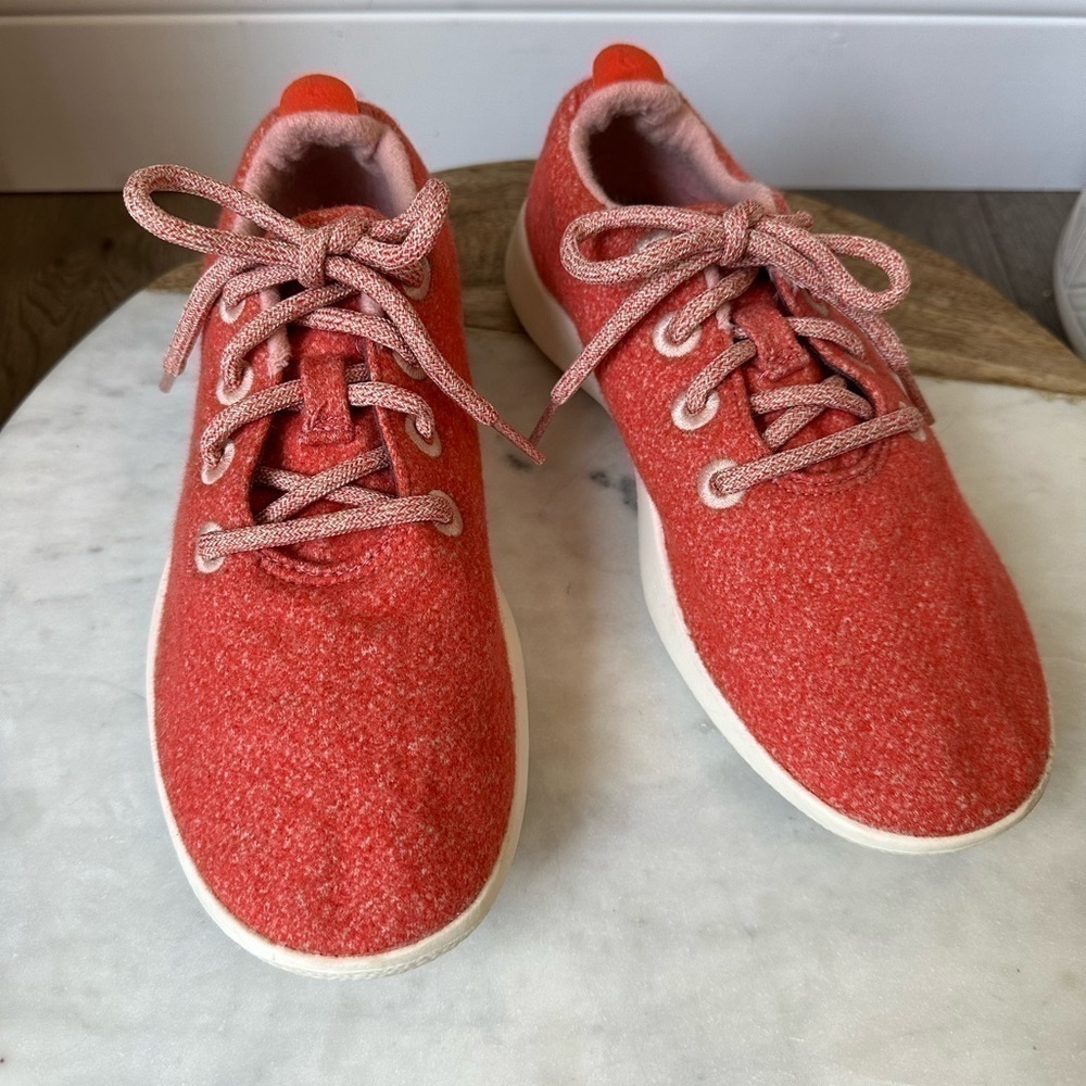 ALLBIRDS Wool Tree Runners Sneakers Shoes Limited Edition Coral Diablo Orange 8